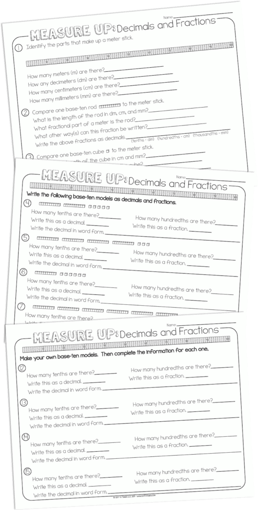 Equivalent Decimals and Fractions with Meter Sticks • Teacher Thrive