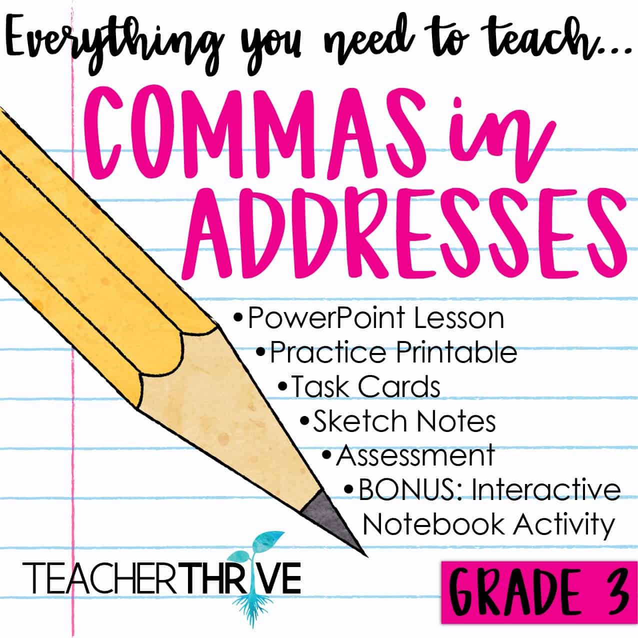 Third Grade Grammar Commas In Addresses Teacher Thrive