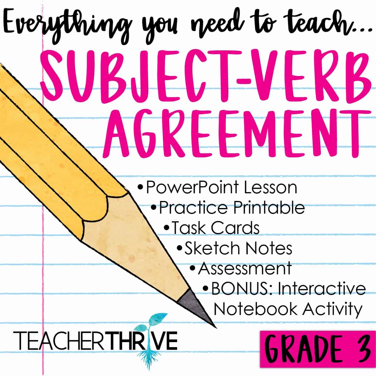 Third Grade Grammar Subject Verb Agreement Teacher Thrive
