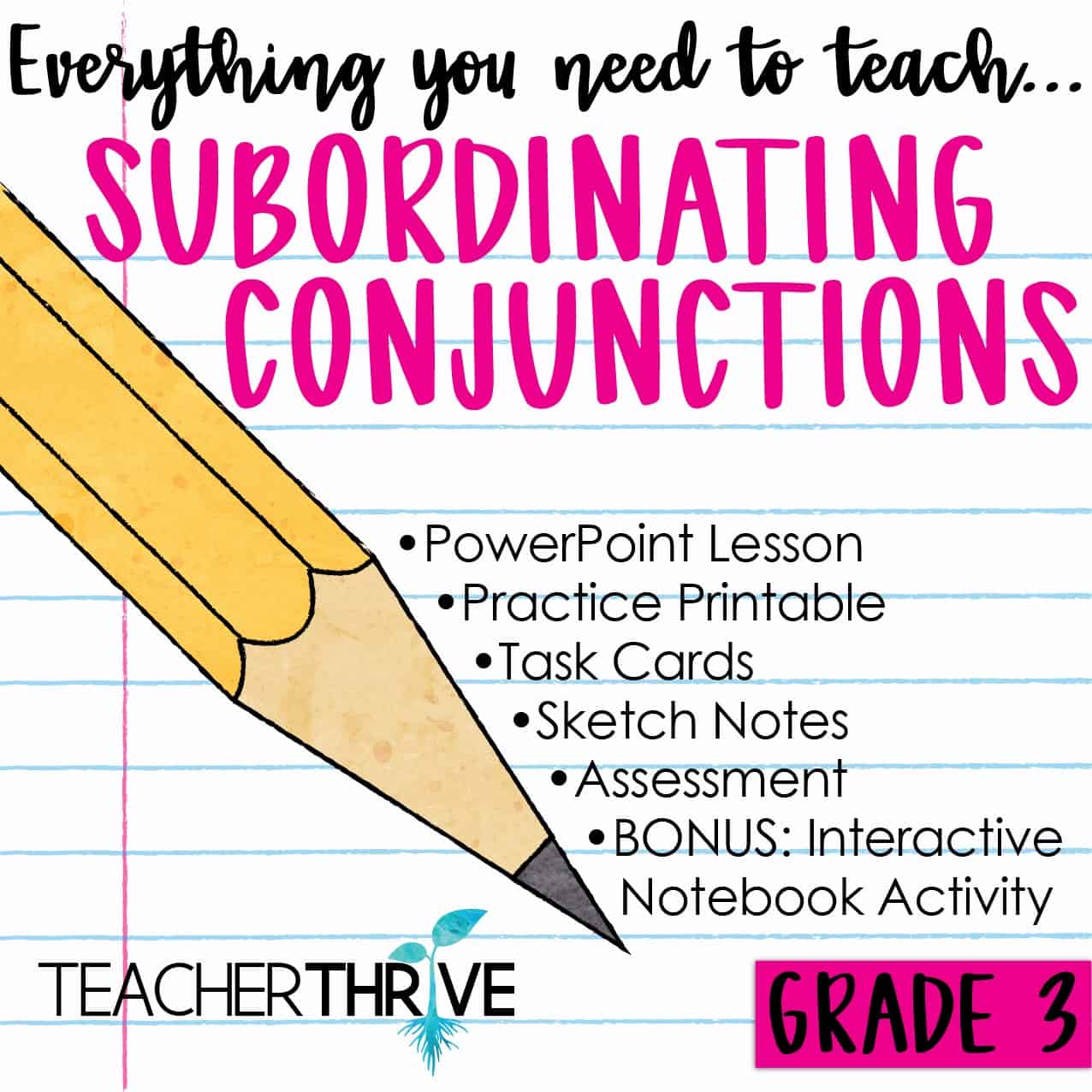 Third Grade Grammar Subordinating Conjunctions Teacher Thrive