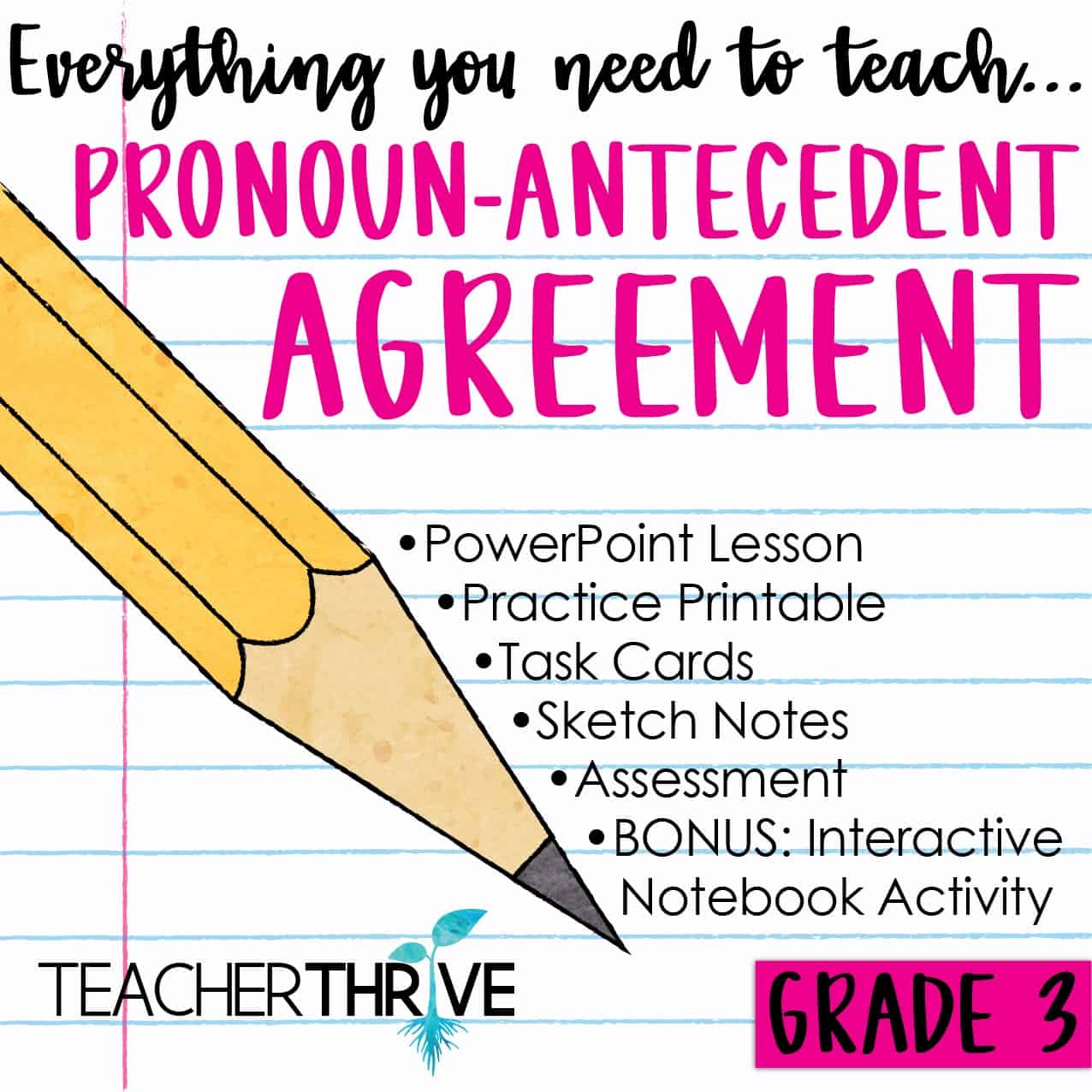 Third Grade Grammar Pronoun Antecedent Agreement Teacher Thrive