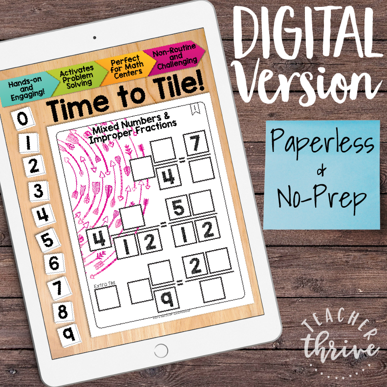 Math Tiles: Mixed Numbers and Improper Fractions