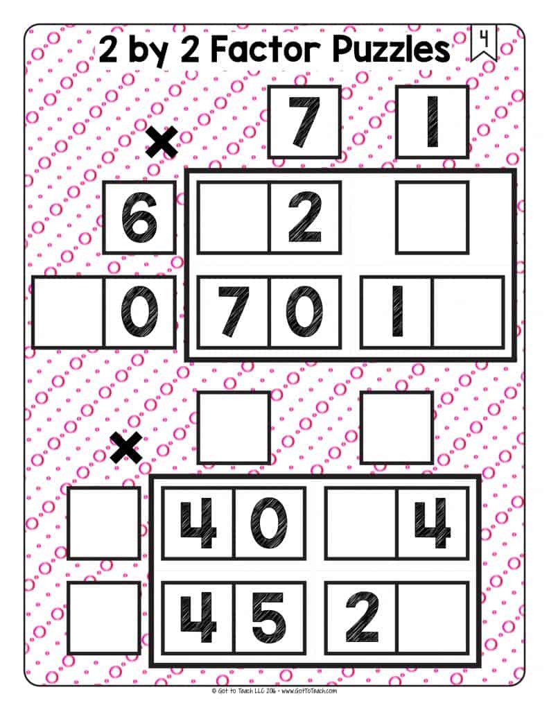 Math Tiles 2 by 2 Factor Puzzles • Teacher Thrive