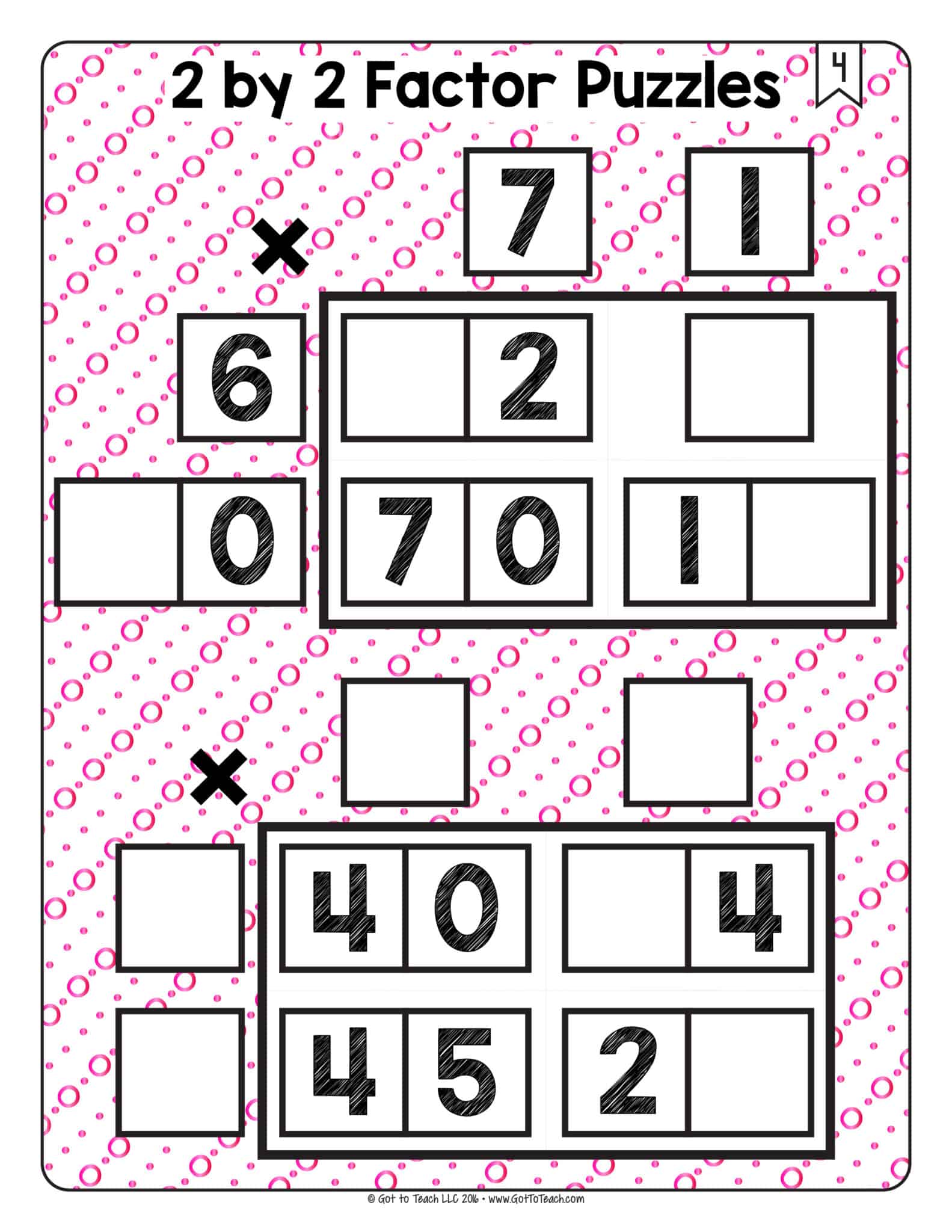 2 by 2 Factor Puzzles
