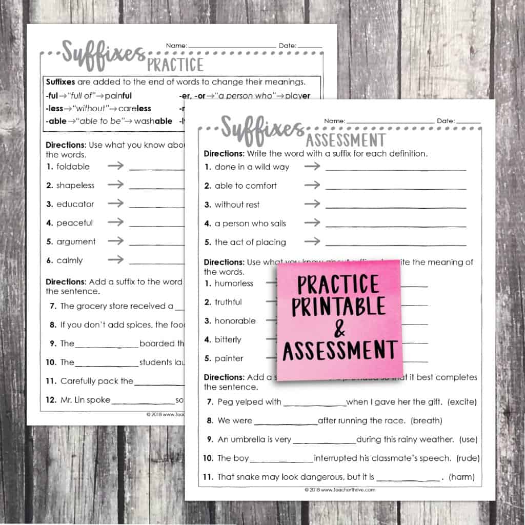 Third Grade Grammar: Suffixes • Teacher Thrive