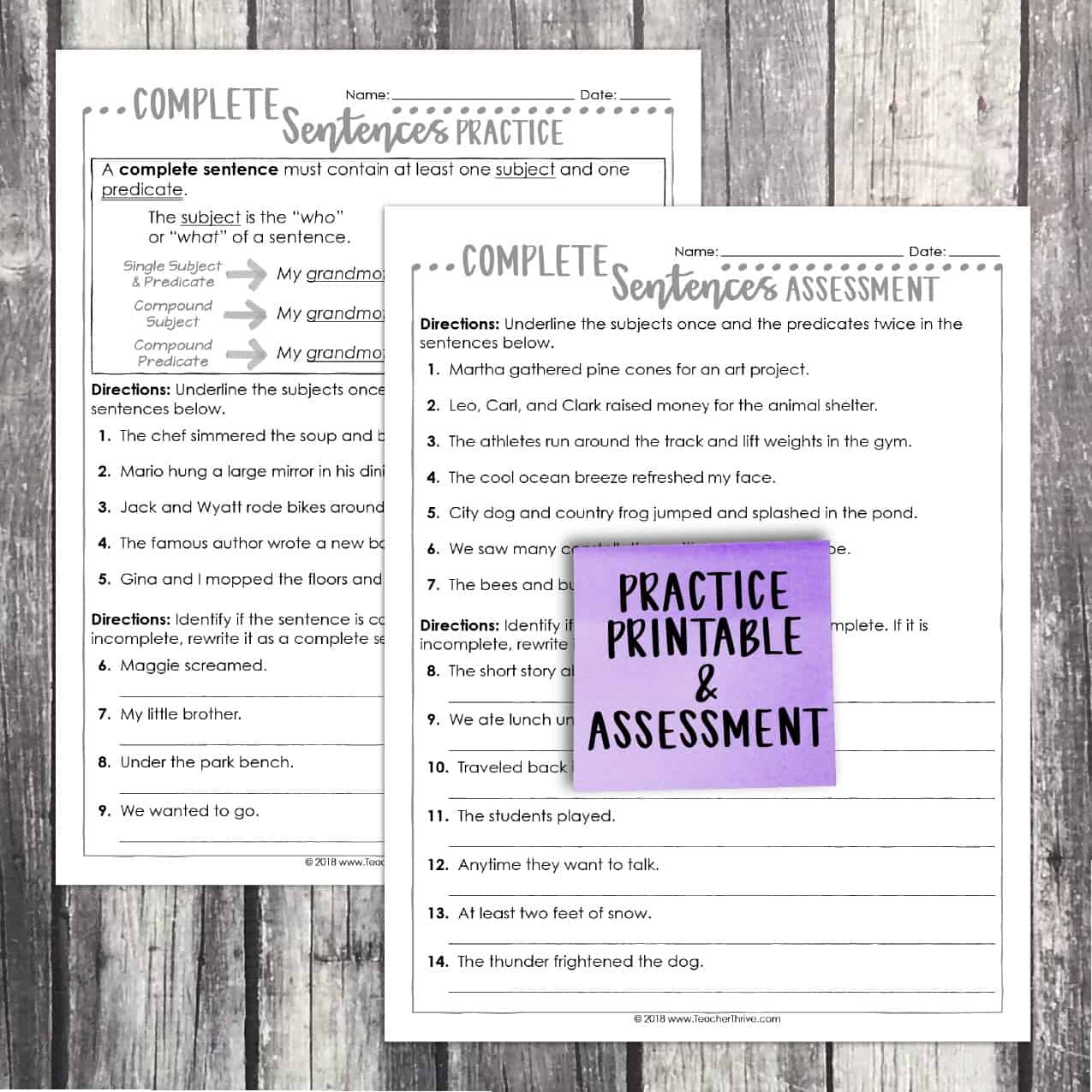 Fourth Grade Grammar: Complete Sentences • Teacher Thrive