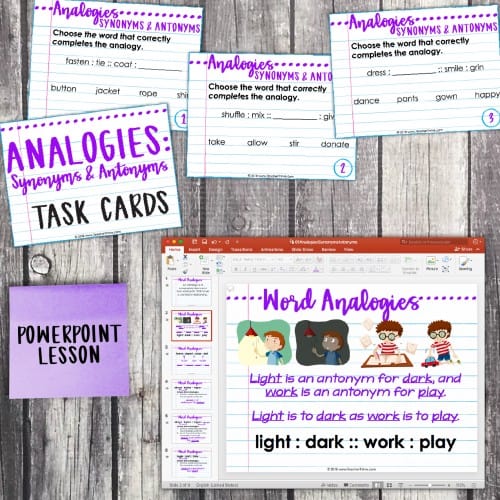 Fourth Grade Grammar: Analogies (Synonyms and Antonyms) • Teacher Thrive