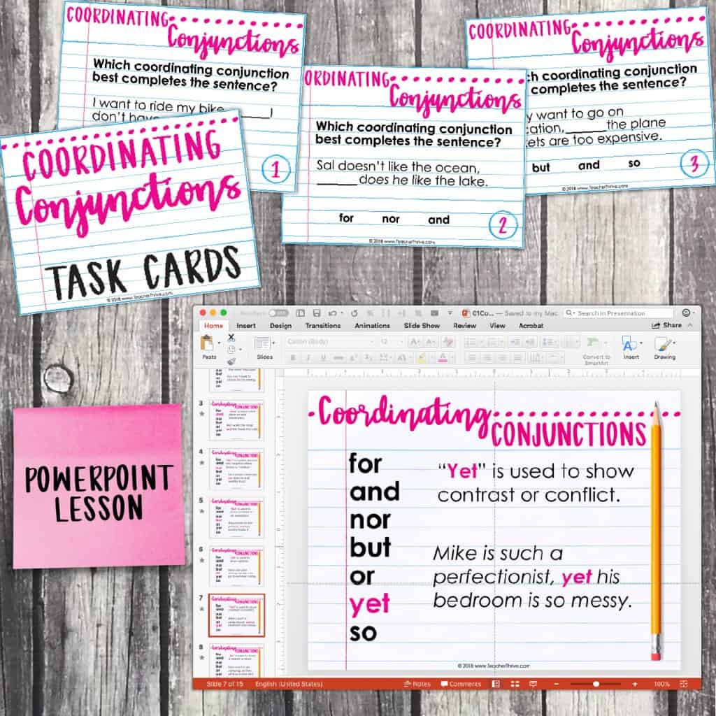 Third Grade Grammar Coordinating Conjunctions • Teacher Thrive