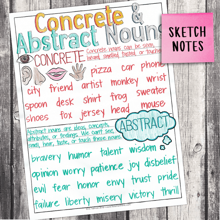 Concrete And Abstract Nouns Worksheet