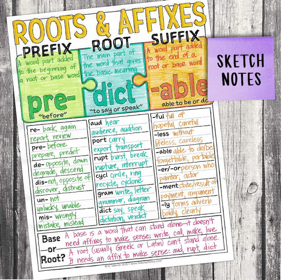 Prefixes, Greek and Latin Roots, Suffixes. 