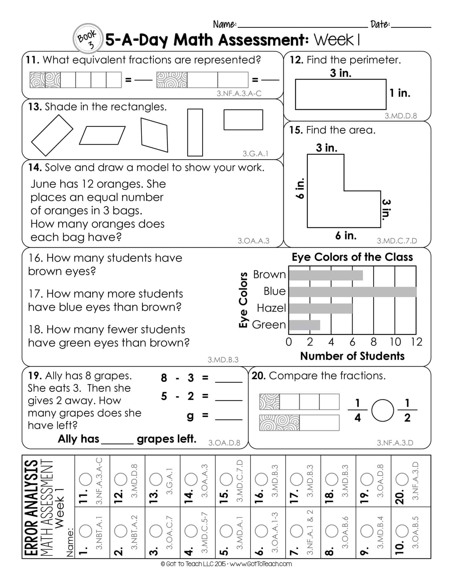 Math Assessment For 3rd Or 4th Grade Printable