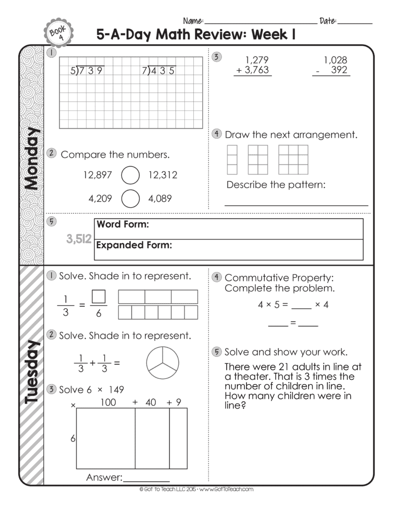 4th Grade Daily Math Spiral Review • Teacher Thrive