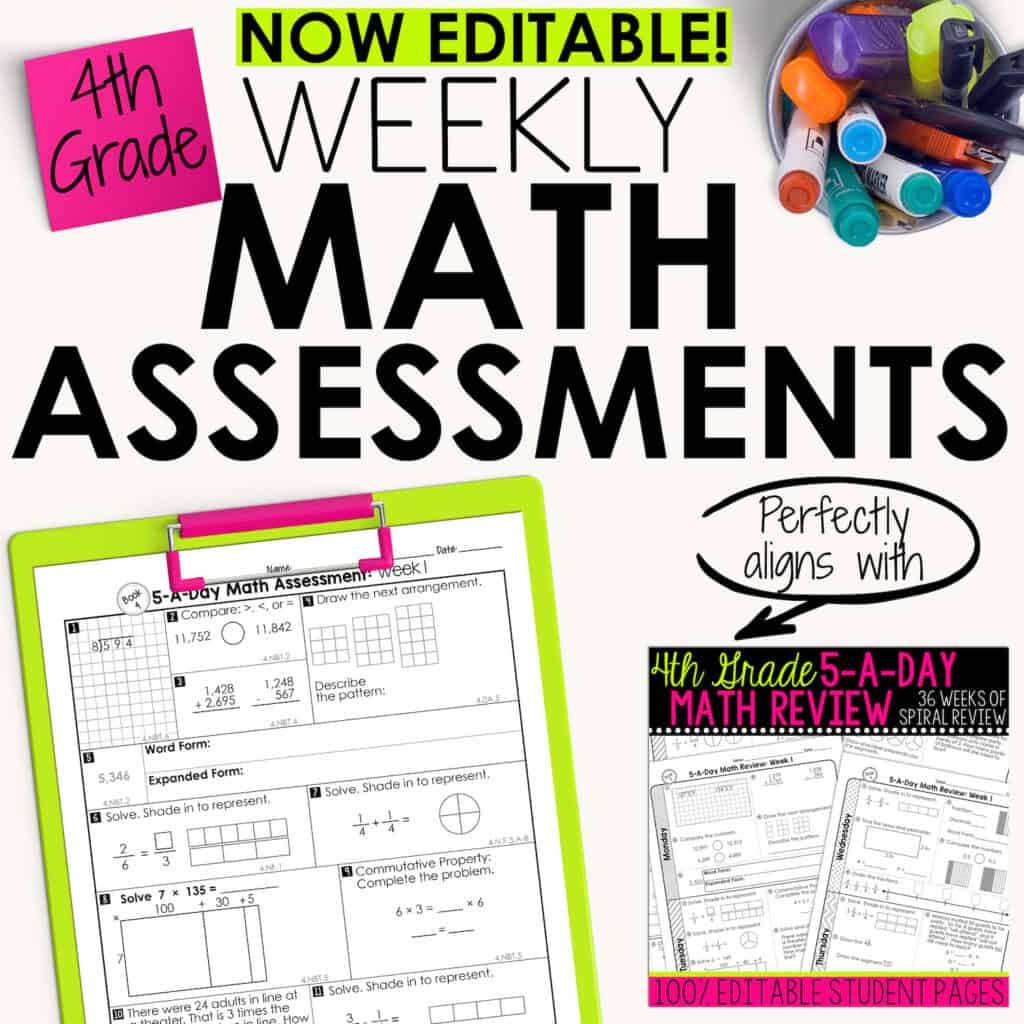 4th Grade Weekly Math Assessments • Teacher Thrive 6108