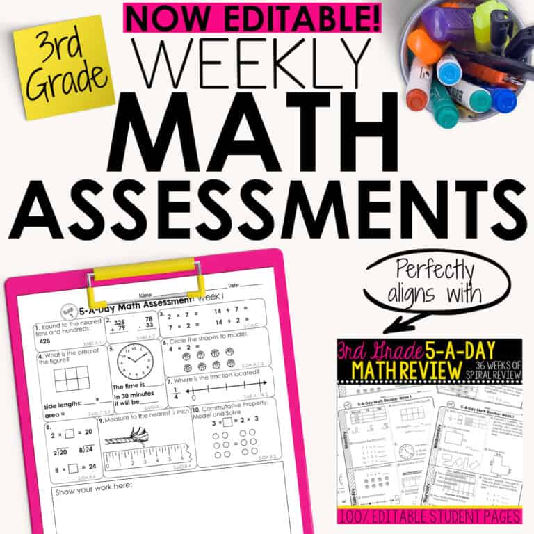 3rd Grade Weekly Math Assessments • Teacher Thrive