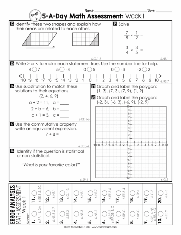 6th Grade Weekly Math Assessments • Teacher Thrive