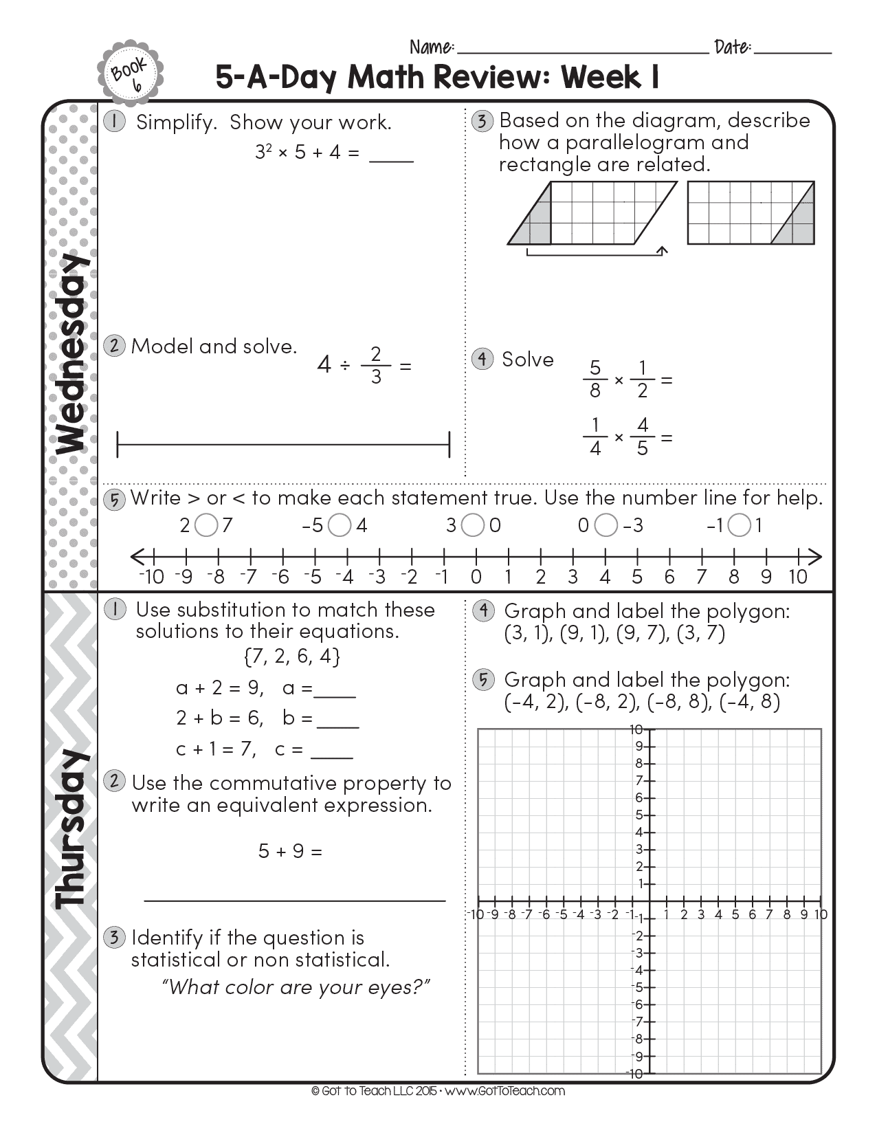 6th grade math review