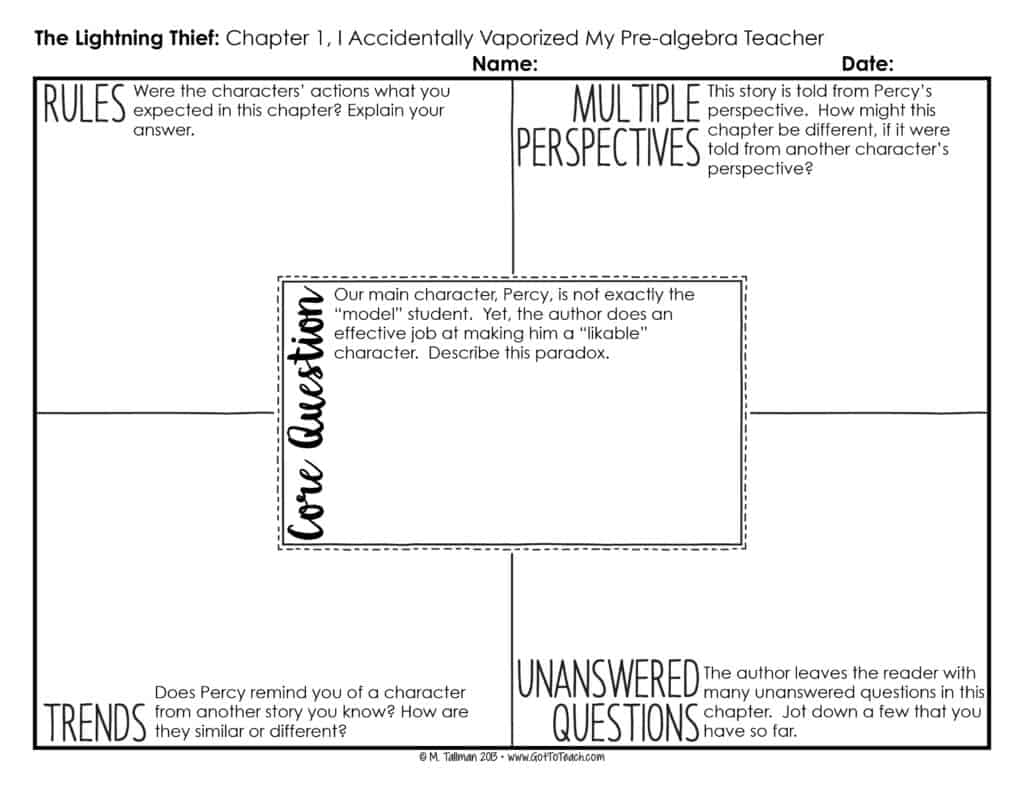 Depth and Complexity Questions for The Lightning Thief • Teacher Thrive