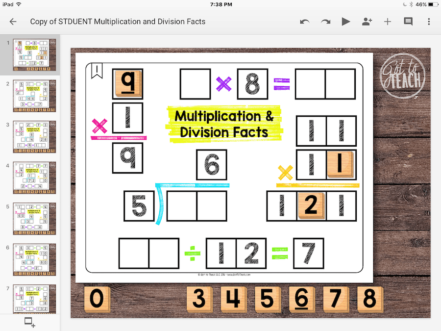 Multiplication Division Facts