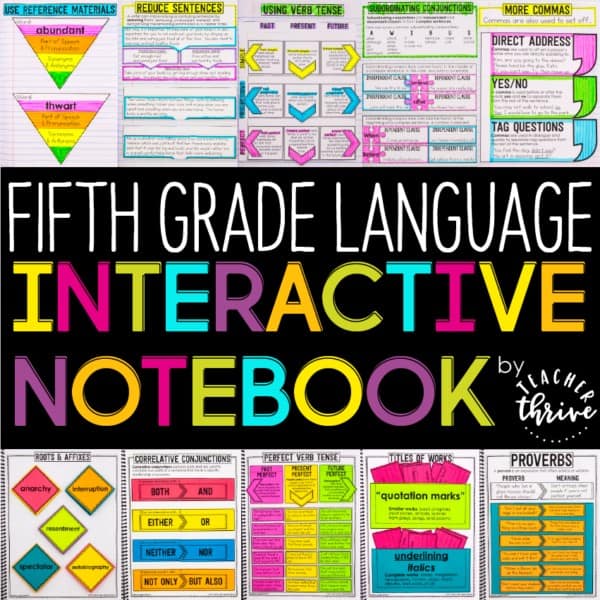 Fifth Grade Language Interactive Notebook • Teacher Thrive