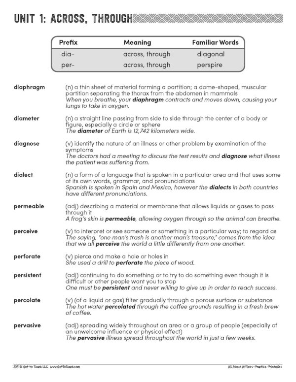 Affixes Practice Printables • Teacher Thrive 2006