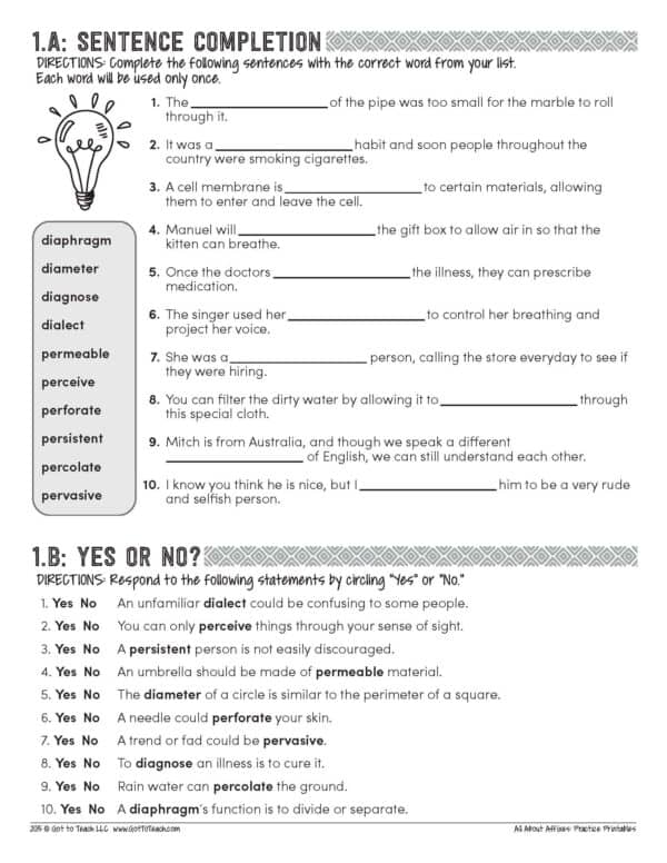 Affixes Practice Printables • Teacher Thrive 1313