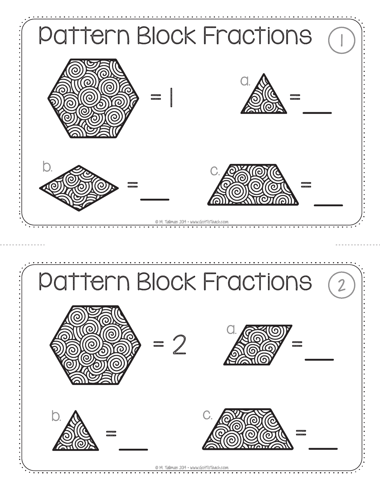 Teacher　Block　Math　•　Centers　Cards　Pattern　Task　Fraction　Thrive