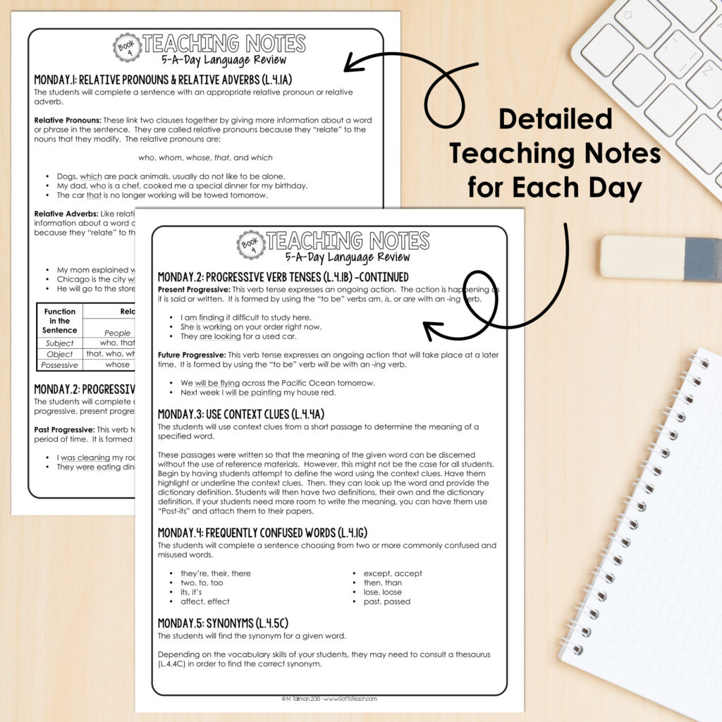 4th Grade Daily GRAMMAR Language Spiral Review Morning Work [Editable] Test Prep — Image 3