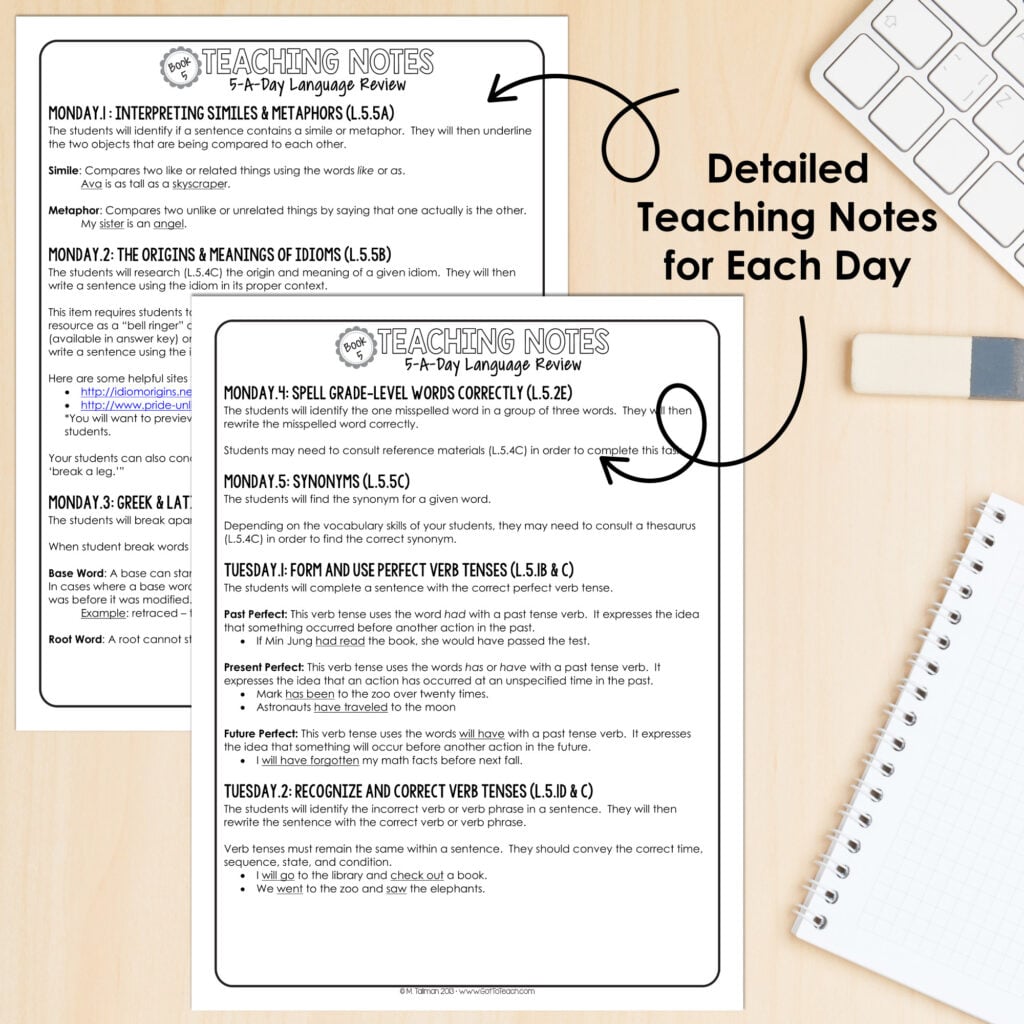 5th Grade Daily GRAMMAR Language Spiral Review Morning Work [Editable] Test Prep — Image 3
