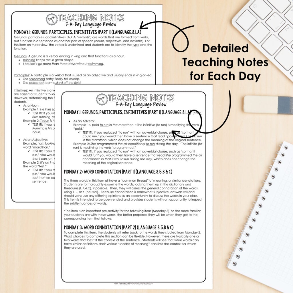 8th Grade Daily Grammar Language Spiral Review Morning Work [Editable] Test Prep — Image 3