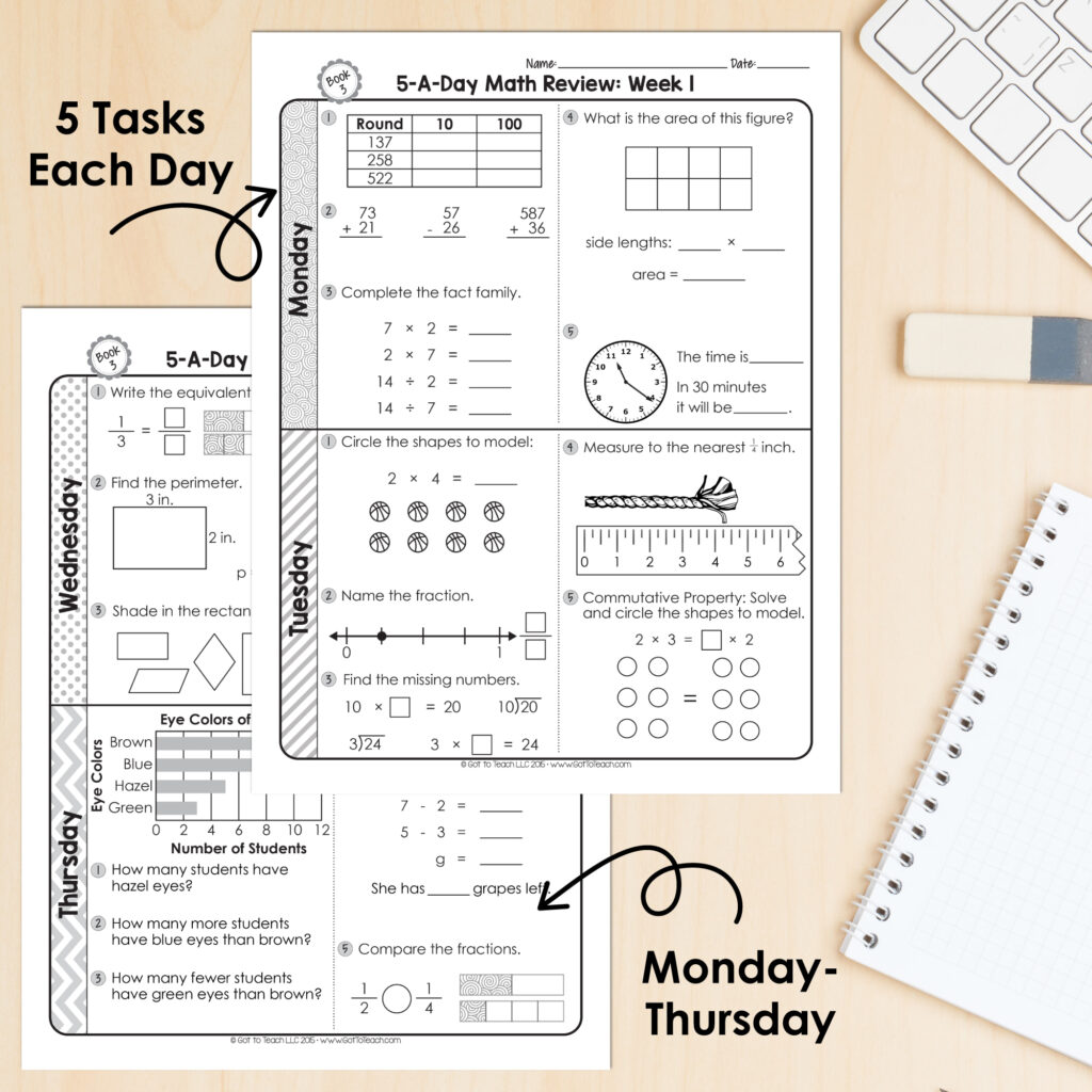 3rd Grade MATH Daily Spiral Review Morning Work [Editable] Test Prep — Image 2