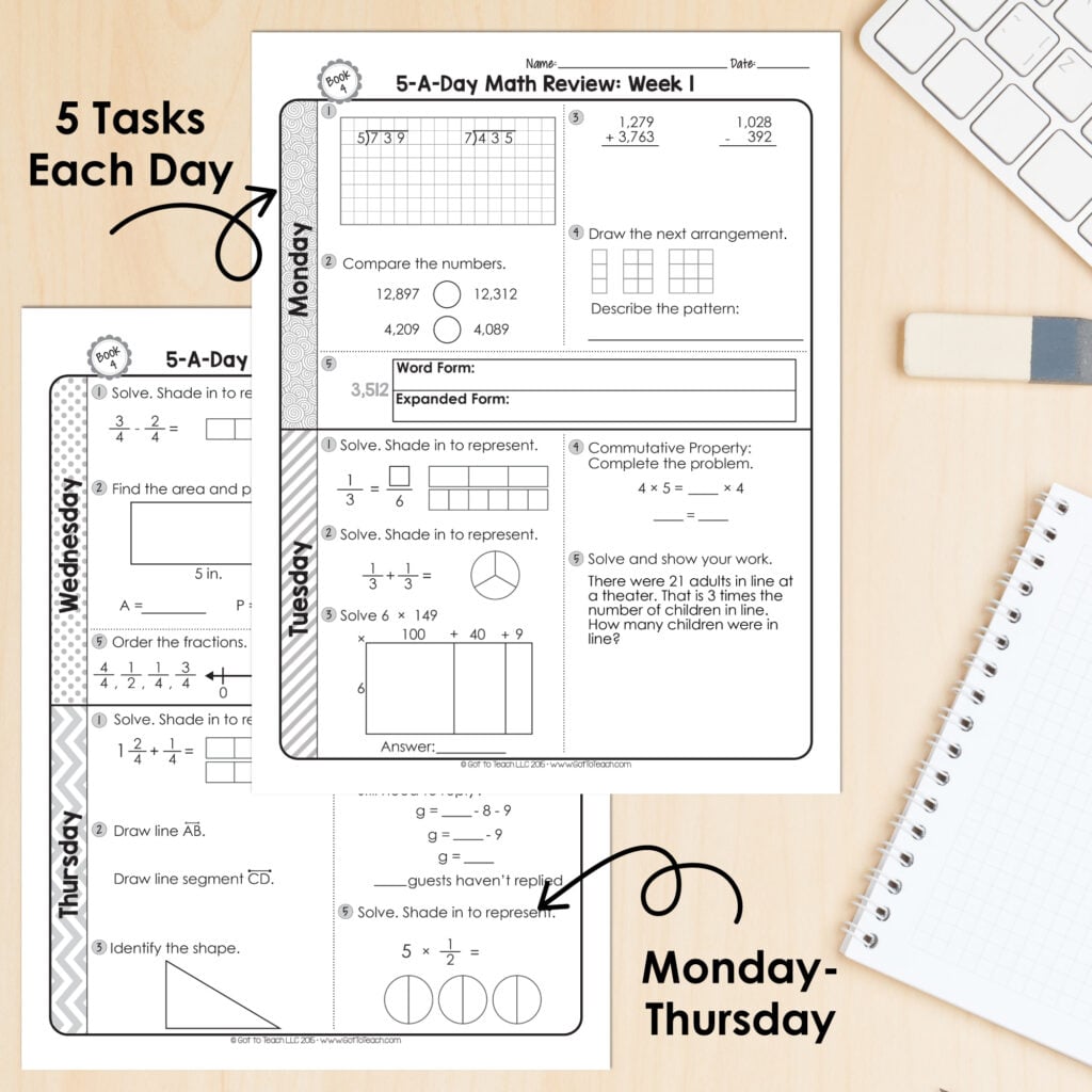4th Grade Daily MATH Spiral Review Morning Work [Editable] Test Prep — Image 2