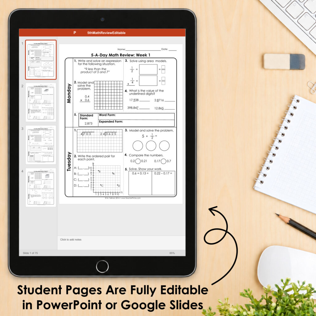 5th Grade Daily MATH Spiral Review Morning Work [Editable] Test Prep — Image 4
