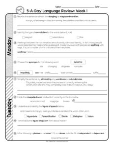 7th grade daily language review