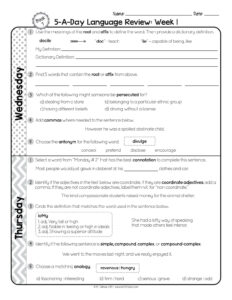 7th grade daily language review