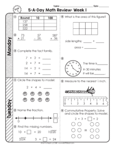 third grade daily math spiral review