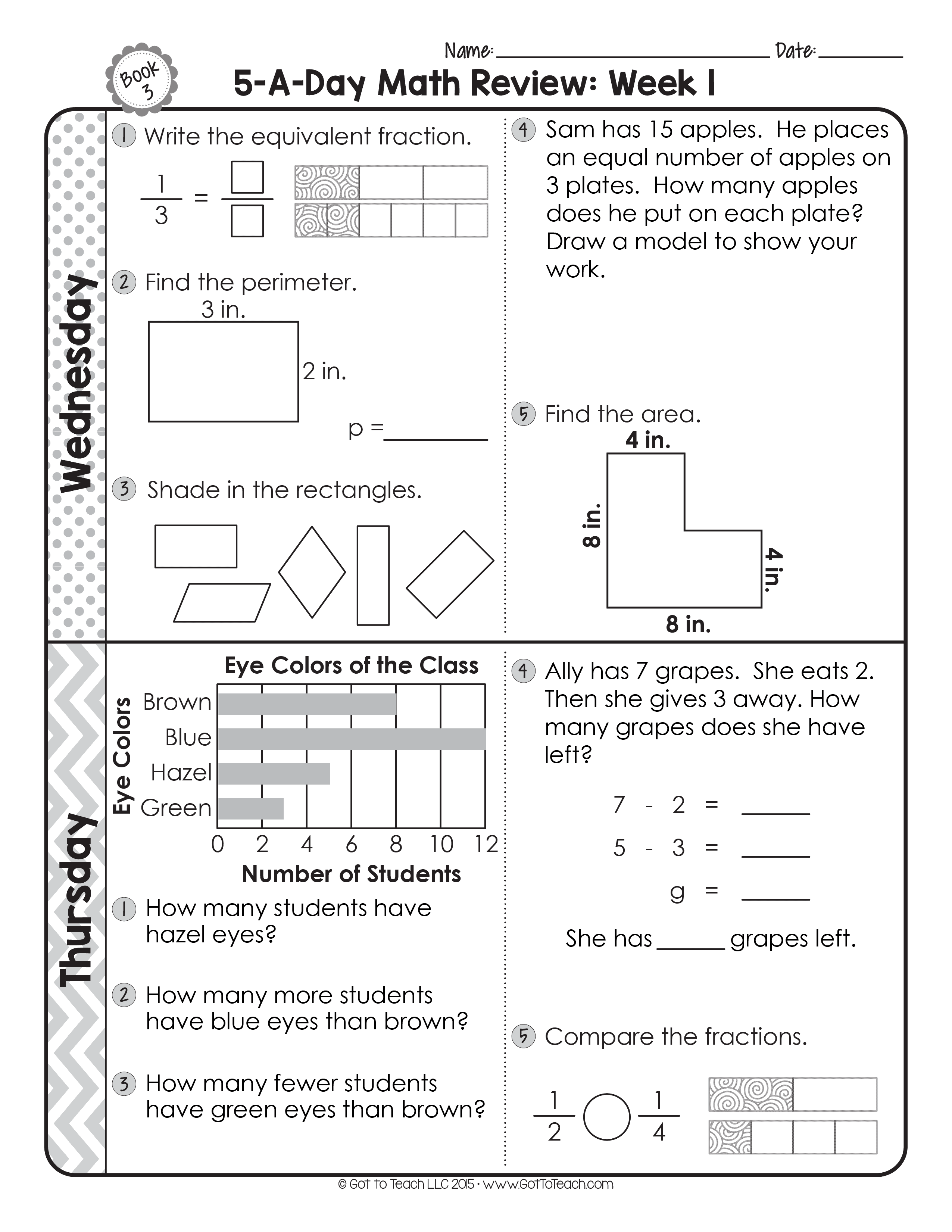 Free 3rd Grade Daily Math Worksheets Everyday Math Grade 3 Unit 2 Review Worksheet 3 By Brooke