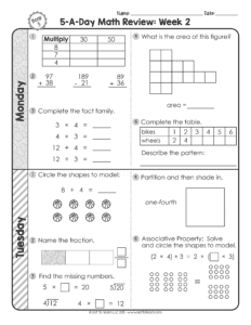 third grade daily math spiral review