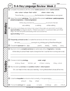 fourth grade grammar spiral review