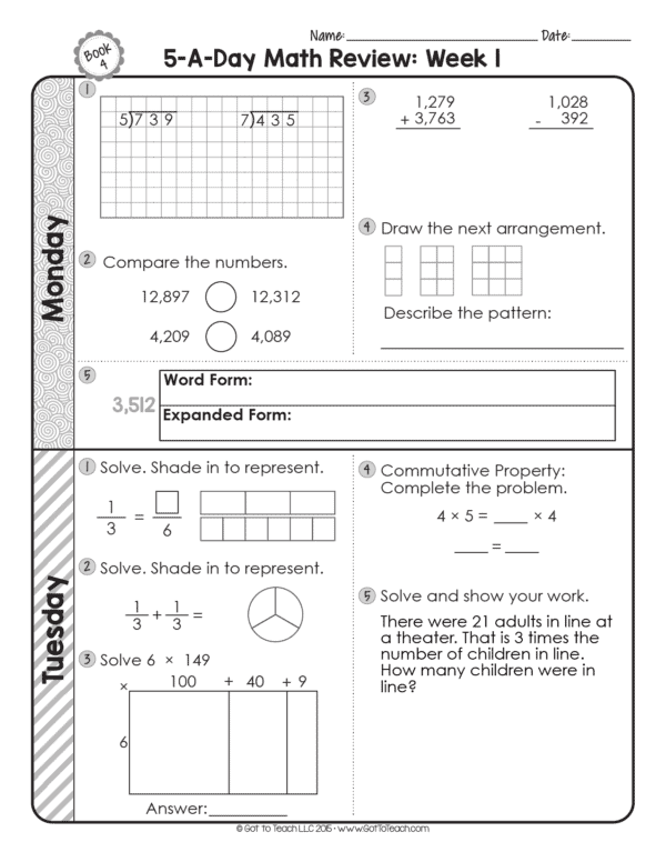 FREE 4th Grade Daily Math Spiral Review • Teacher Thrive