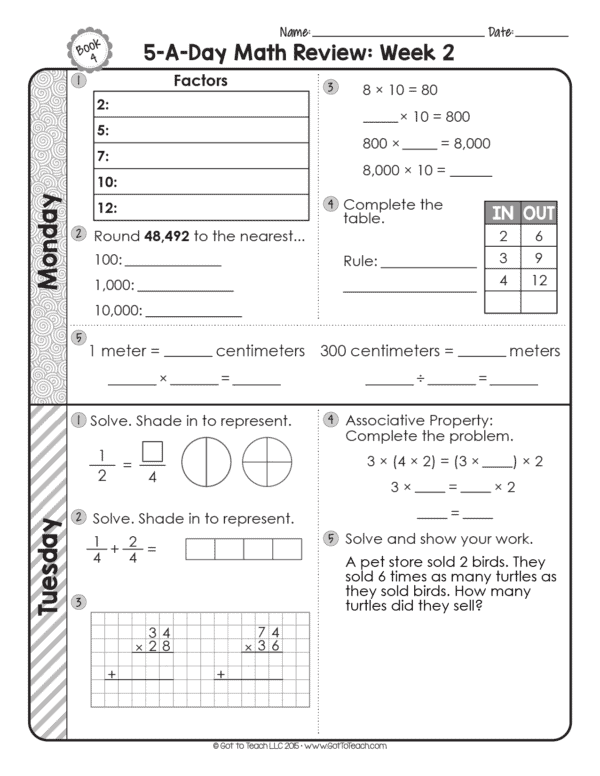 FREE 4th Grade Daily Math Spiral Review • Teacher Thrive