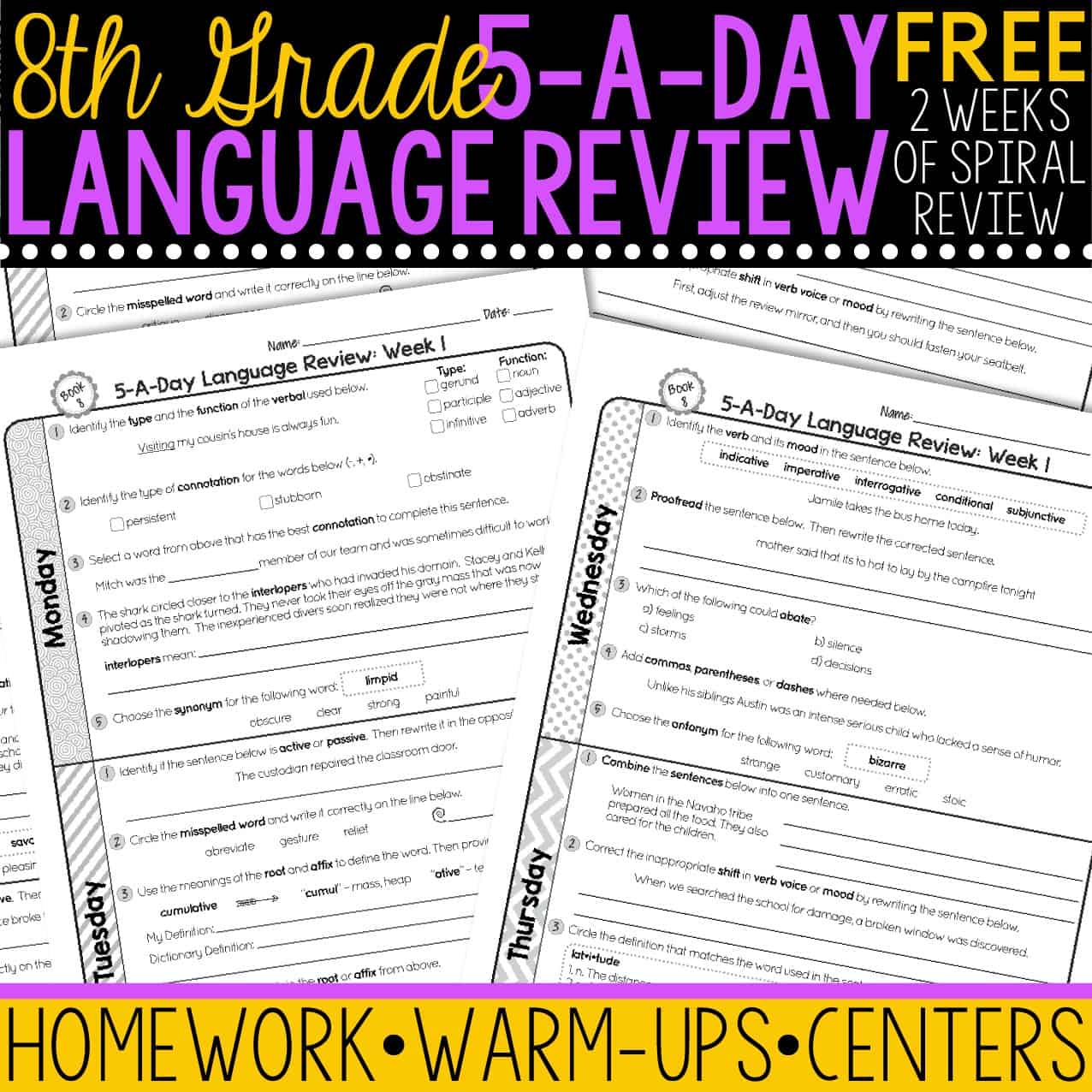 8th grade daily language review