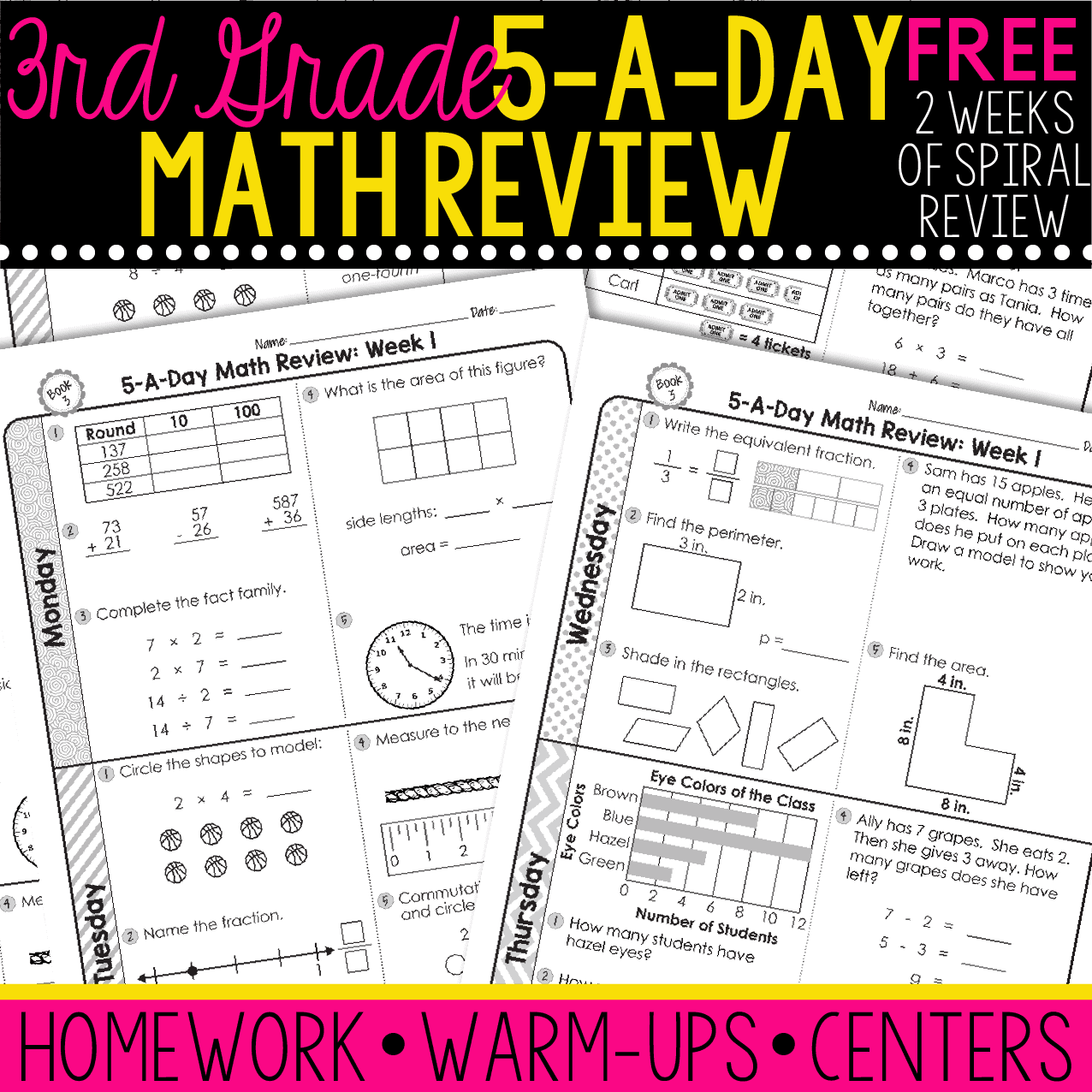 third grade daily math spiral review