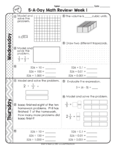 5th grade daily math spiral review