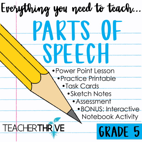 Fifth Grade Grammar Parts of Speech Review • Teacher Thrive