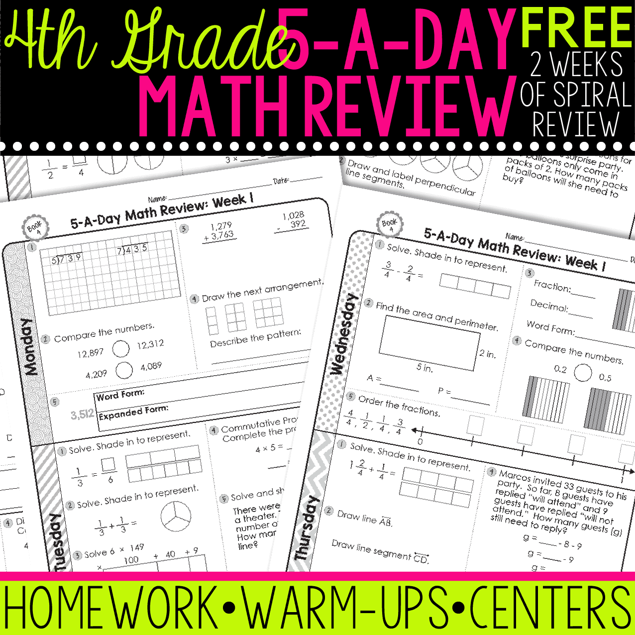4th Grade Daily Math Spiral Review Teacher Thrive 4th Grade Daily Math Spiral Review Teacher