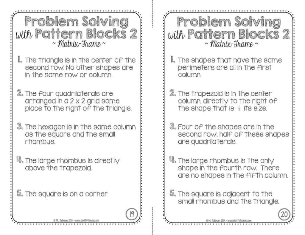 problem solving involving patterns