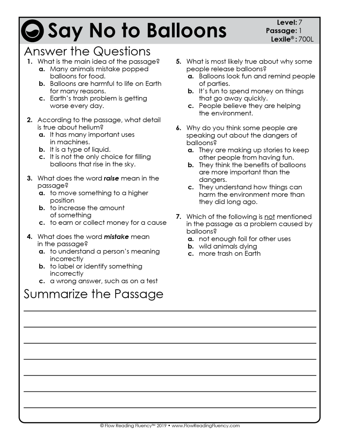 Level 7: Flow Reading Fluency (PRINTABLE) • Teacher Thrive