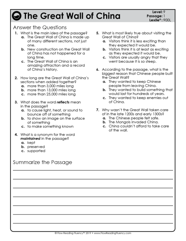 Level 9: Flow Reading Fluency (PRINTABLE) • Teacher Thrive
