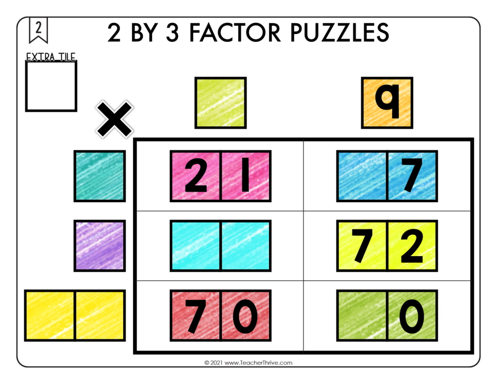 Math Tiles: 3 by 2 Factor Puzzles • Teacher Thrive