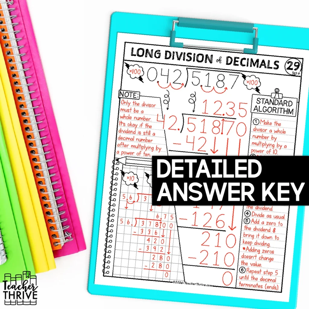 6th Grade Math Long Division with Decimal Numbers Sketch Notes Doodle Page — Image 4